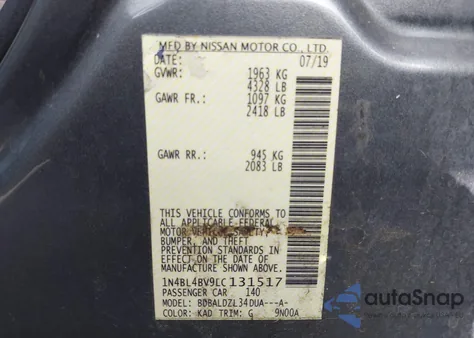 2020 Nissan Altima S Fwd from USA, damaged, VIN 1N4BL4BV9LC131517